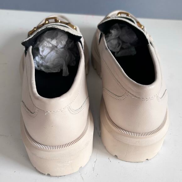 Massimo Dutti loafers shoes size 7.5 chunky lug sole horse bit cream academia - Picture 7 of 12